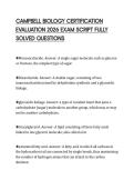 CAMPBELL BIOLOGY CERTIFICATION&NewLine;EVALUATION 2026 EXAM SCRIPT FULLY&NewLine;SOLVED QUESTIONS