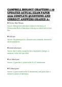 CAMPBELL BIOLOGY CHAPTERS 1 19&NewLine;UPDATED ACTUAL EXAM PAPER&NewLine;2026 COMPLETE QUESTIONS AND&NewLine;CORRECT ANSWERS GRADED A&plus;