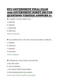 BYU GOVERNMENT FINAL EXAM &NewLine;2026 GOVERNMENT SCRIPT SOLVED &NewLine;QUESTIONS VERIFIED ANSWERS A&plus; 