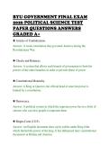 BYU GOVERNMENT FINAL EXAM &NewLine;2026 POLITICAL SCIENCE TEST &NewLine;PAPER QUESTIONS ANSWERS &NewLine;GRADED A&plus;