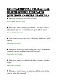 BYU HEALTH FINAL EXAM 041 2026 &NewLine;HEALTH SCIENCE TEST PAPER &NewLine;QUESTIONS ANSWERS GRADED A&plus;