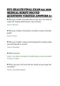 BYU HEALTH FINAL EXAM 041 2026 &NewLine;MEDICAL SCRIPT SOLVED &NewLine;QUESTIONS VERIFIED ANSWERS A&plus; 