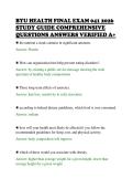 BYU HEALTH FINAL EXAM 041 2026 &NewLine;STUDY GUIDE COMPREHENSIVE &NewLine;QUESTIONS ANSWERS VERIFIED A&plus;