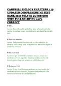 CAMPBELL BIOLOGY CHAPTERS 1 19&NewLine;UPDATED COMPREHENSIVE TEST&NewLine;BANK 2026 SOLVED QUESTIONS&NewLine;WITH FULL SOLUTION 100&percnt;&NewLine;CORRECT