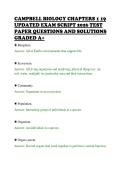 CAMPBELL BIOLOGY CHAPTERS 1 19&NewLine;UPDATED EXAM SCRIPT 2026 TEST&NewLine;PAPER QUESTIONS AND SOLUTIONS&NewLine;GRADED A&plus;