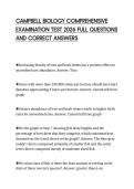 CAMPBELL BIOLOGY COMPREHENSIVE&NewLine;EXAMINATION TEST 2026 FULL QUESTIONS&NewLine;AND CORRECT ANSWERS
