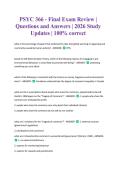 PSYC 366 - Final Exam Review &vert; Questions and Answers &vert; 2026 Study Updates &vert; 100&percnt; correct