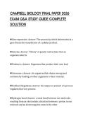 CAMPBELL BIOLOGY FINAL PAPER 2026&NewLine;EXAM Q&A STUDY GUIDE COMPLETE&NewLine;SOLUTION