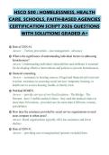 HSCO 500 &colon; HOMELESSNESS&comma; HEALTH&NewLine;CARE&comma; SCHOOLS&comma; FAITH-BASED AGENCIES&NewLine;CERTIFICATION SCRIPT 2026 QUESTIONS&NewLine;WITH SOLUTIONS GRADED A&plus;&NewLine;