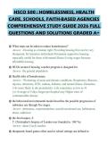HSCO 500 &colon; HOMELESSNESS&comma; HEALTH&NewLine;CARE&comma; SCHOOLS&comma; FAITH-BASED AGENCIES&NewLine;COMPREHENSIVE STUDY GUIDE 2026 FULL&NewLine;QUESTIONS AND SOLUTIONS GRADED A&plus;&NewLine;