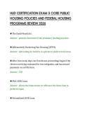 HUD CERTIFICATION EXAM 5 CORE PUBLIC&NewLine;HOUSING POLICIES AND FEDERAL HOUSING&NewLine;PROGRAMS REVIEW 2026