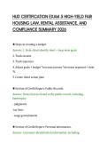 HUD CERTIFICATION EXAM 5 HIGH-YIELD FAIR&NewLine;HOUSING LAW&comma; RENTAL ASSISTANCE&comma; AND&NewLine;COMPLIANCE SUMMARY 2026