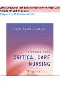 Latest 2026&sol;2027 Test Bank Introduction to Critical Care&NewLine;Nursing 7th Edition By Sole&NewLine;Chapter 1 to 21 All Covered Fully