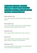 CANFITPRO PERSONAL TRAINING&NewLine;SPECIALIST THEORY EXAM EXAMPREP&NewLine;QUESTIONS ANSWERS COMPLETE REVIEW&NewLine;MATERIAL GUARANTEED PASS