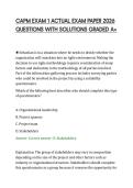 CAPM EXAM 1 ACTUAL EXAM PAPER 2026&NewLine;QUESTIONS WITH SOLUTIONS GRADED A&plus;
