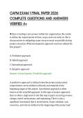 CAPM EXAM 1 FINAL PAPER 2026&NewLine;COMPLETE QUESTIONS AND ANSWERS&NewLine;VERIFIED A&plus;