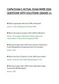 CAPM EXAM 2 ACTUAL EXAM PAPER 2026&NewLine;QUESTIONS WITH SOLUTIONS GRADED A&plus;