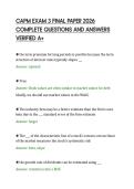 CAPM EXAM 3 FINAL PAPER 2026&NewLine;COMPLETE QUESTIONS AND ANSWERS&NewLine;VERIFIED A&plus;