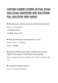 CAPTAIN CAREER COURSE ACTUAL EXAM&NewLine;2026 EXAM QUESTIONS AND SOLUTIONS&NewLine;FULL SOLUTION VIEW AHEAD