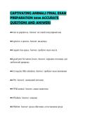 CAPTIVATING ANIMALS FINAL EXAM&NewLine;PREPARATION 2026 ACCURATE&NewLine;QUESTIONS AND ANSWERS