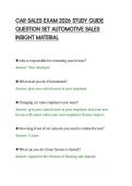 CAR SALES EXAM 2026 STUDY GUIDE&NewLine;QUESTION SET AUTOMOTIVE SALES&NewLine;INSIGHT MATERIAL