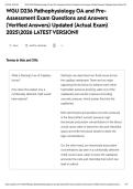 WGU D236 Pathophysiology OA and Pre- Assessment Exam Questions and Answers &lpar;Verified Answers&rpar; Updated &lpar;Actual Exam&rpar; 20252026 LATEST VERSION&excl;&excl;&NewLine;&NewLine;