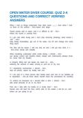OPEN WATER DIVER COURSE&colon; QUIZ 2-A QUESTIONS AND CORRECT VERIFIED ANSWERS
