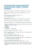 SDI OPEN WATER SCUBA DIVER EXAM QUESTIONS AND CORRECT VERIFIED ANSWERS
