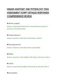 HUMAN ANATOMY AND PHYSIOLOGY 2026&NewLine;ASSESSMENT SCRIPT DETAILED RESPONSES&NewLine;COMPREHENSIVE REVIEW