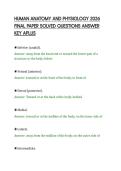 HUMAN ANATOMY AND PHYSIOLOGY 2026&NewLine;FINAL PAPER SOLVED QUESTIONS ANSWER&NewLine;KEY APLUS&NewLine;
