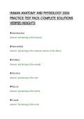 HUMAN ANATOMY AND PHYSIOLOGY 2026&NewLine;PRACTICE TEST PACK COMPLETE SOLUTIONS&NewLine;VERIFIED INSIGHTS&NewLine;