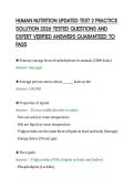HUMAN NUTRITION UPDATED TEST 2 PRACTICE&NewLine;SOLUTION 2026 TESTED QUESTIONS AND&NewLine;EXPERT VERIFIED ANSWERS GUARANTEED TO&NewLine;PASS
