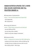 HUMAN NUTRITION UPDATED TEST 3 PAPER&NewLine;2026 SOLVED QUESTIONS AND FULL&NewLine;SOLUTION GRADED A&plus;