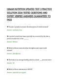 HUMAN NUTRITION UPDATED TEST 3 PRACTICE&NewLine;SOLUTION 2026 TESTED QUESTIONS AND&NewLine;EXPERT VERIFIED ANSWERS GUARANTEED TO&NewLine;PASS&NewLine;