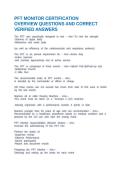 PFT MONITOR CERTIFICATION OVERVIEW QUESTIONS AND CORRECT VERIFIED ANSWERS