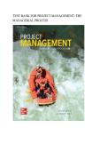 Test bank for Project Management&colon; The Managerial Process all pages fully covered with test questions and answers graded A&plus;