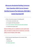 Minnesota Residential Building Contractor &NewLine;Exam Questions With Correct Answers &NewLine;&lpar;Verified Answers&rpar; Plus Rationales 2026 Q&A &vert; &NewLine;Instant Download Pdf 