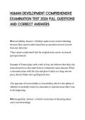HUMAN DEVELOPMENT COMPREHENSIVE&NewLine;EXAMINATION TEST 2026 FULL QUESTIONS&NewLine;AND CORRECT ANSWERS&NewLine;