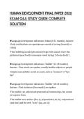 HUMAN DEVELOPMENT FINAL PAPER 2026&NewLine;EXAM Q&A STUDY GUIDE COMPLETE&NewLine;SOLUTION&NewLine;