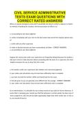 CIVIL SERVICE ADMINISTRATIVE TESTS EXAM QUESTIONS WITH CORRECT RATED ANSWERS