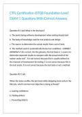 CTFL Certification ISTQB Foundation Level EXAM 1 Questions With Correct Answers