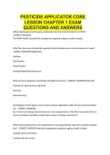 PESTICIDE APPLICATOR CORE LESSON CHAPTER 1 EXAM QUESTIONS AND ANSWERS