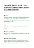 CAREGIVER TRAINING ACTUAL EXAM&NewLine;PAPER 2026 COMPLETE QUESTIONS AND&NewLine;SOLUTIONS GRADED A&plus;