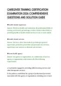 CAREGIVER TRAINING CERTIFICATION&NewLine;EXAMINATION 2026 COMPREHENSIVE&NewLine;QUESTIONS AND SOLUTION GUIDE