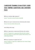 CAREGIVER TRAINING EXAM STUDY GUIDE&NewLine;2026 VERIFIED QUESTIONS AND ANSWERS&NewLine;PACK