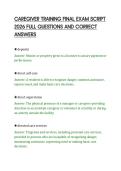 CAREGIVER TRAINING FINAL EXAM SCRIPT&NewLine;2026 FULL QUESTIONS AND CORRECT&NewLine;ANSWERS