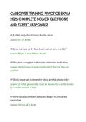 CAREGIVER TRAINING PRACTICE EXAM&NewLine;2026 COMPLETE SOLVED QUESTIONS&NewLine;AND EXPERT RESPONSES