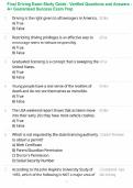 Final Driving Exam Study Guide - Verified Questions and Answers - A&plus; Guaranteed Success Exam Prep