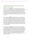 Reading Development Exam questions and answers&NewLine;Graded A&plus; latest update&NewLine;Emergent Pre-Reader -By the end of this stage&comma; the child "pretends" to&NewLine;read&comma; can - over time - retell a story when looking at pages of book previously read&NewLine;to him&sol;her