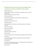 Reading Assessment and Instruction Strategies Exam&NewLine;questions and answers Graded A&plus; latest update&NewLine;Diagnostic Assessment&NewLine;identifies specific strengths&comma; and weaknesses&comma; used before instruction or when&NewLine;concern arises&NewLine;example&colon; running record&comma; phonics inve